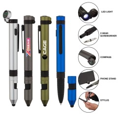 6 in 1 Tool Ballpoint Pen Multi-function with Customized logo Stylus Phone Holder Pen Screwdriver Pen