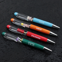 OEM Logo Promotional Floating Ballpoint Pen 2D/3D Liquid Floater Novelty Stationery Yellow Metal Plastic Pen Events Gift Giving