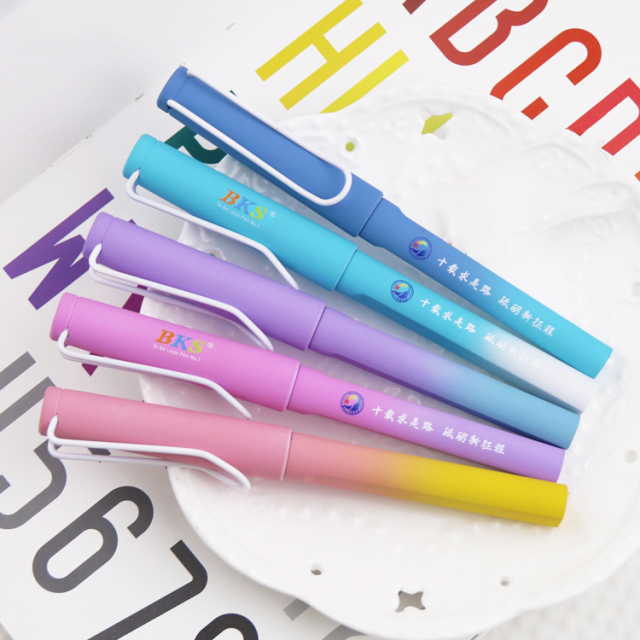 Customized High-Capacity Gel Ink Pen 0.5mm Tip Black Non-Erasable BKS Brand New Gradient Promotional Plastic Business Medical