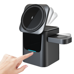 2026 3 in 1 Wireless Charger Station 15w 3 in 1 Foldable Cube Rotating Wireless Charger Magnetic Charging Holder for iPhone