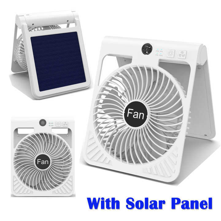 Solar Camping Fan Rechargeable 2A Fast Charge Foldable Brushless Motor Portable Outdoor Fan 2026 Trending