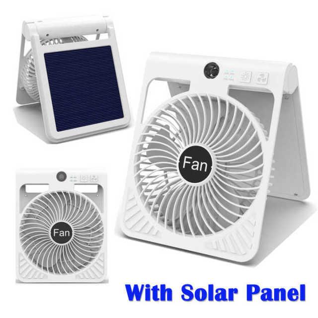 Solar Camping Fan Rechargeable 2A Fast Charge Foldable Brushless Motor Portable Outdoor Fan 2026 Trending