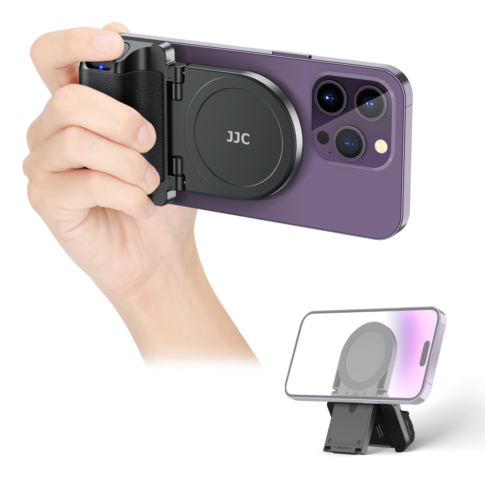 JJC MSG-P1 Magnetic Phone Hand Grip Handheld Remote Control Phone Tripod Phone Holder for Vlog Shooting and Live Streaming