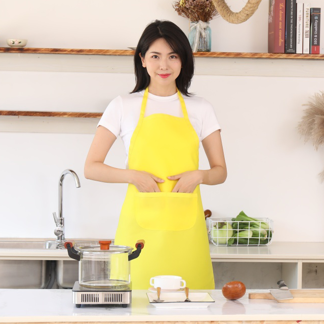 Wholesale White 100% Spun Polyester Bib Apron for Cooking Chef Uniform Poly Apron