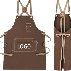 Canvas Durable Multi Pocket Design Work Apron Adjustable Cross for Barista Artist Gardener and Restaurant Staff
