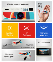2026 New  Backpack Pendant 1080P HD TF Card ABS Material Portable Digital Camera Screen Student Party Mini Thumb Camera