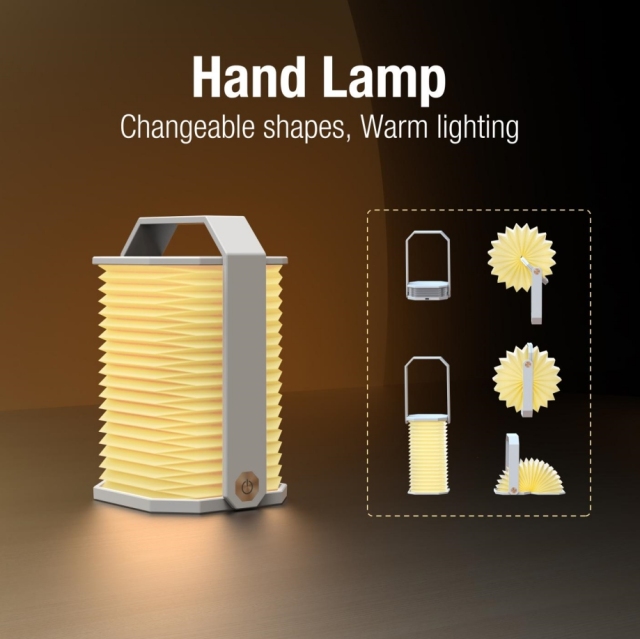 2026 New Arrival Vertical Accordion Folding Paper Lamp Handheld Led Rechargeable Rotating Night Light Company Promotional Gifts