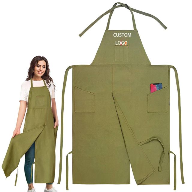Everyday Use Comfortable Canvas Bib Potstery Studio Work Apron Washable Canvas Split Leg Sleeveless Reusable