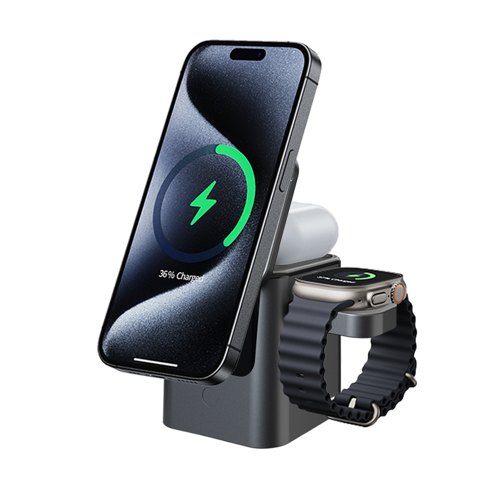 2026 3 in 1 Wireless Charger Station 15w 3 in 1 Foldable Cube Rotating Wireless Charger Magnetic Charging Holder for iPhone