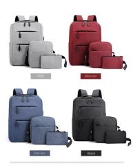 Factory Direct Wholesale New Leisure Student Computer Backpack Set Laptop Bag 3 Piece Set USB Backpack Three Piece Set