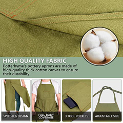 Everyday Use Comfortable Canvas Bib Potstery Studio Work Apron Washable Canvas Split Leg Sleeveless Reusable