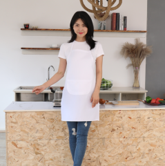 Wholesale White 100% Spun Polyester Bib Apron for Cooking Chef Uniform Poly Apron