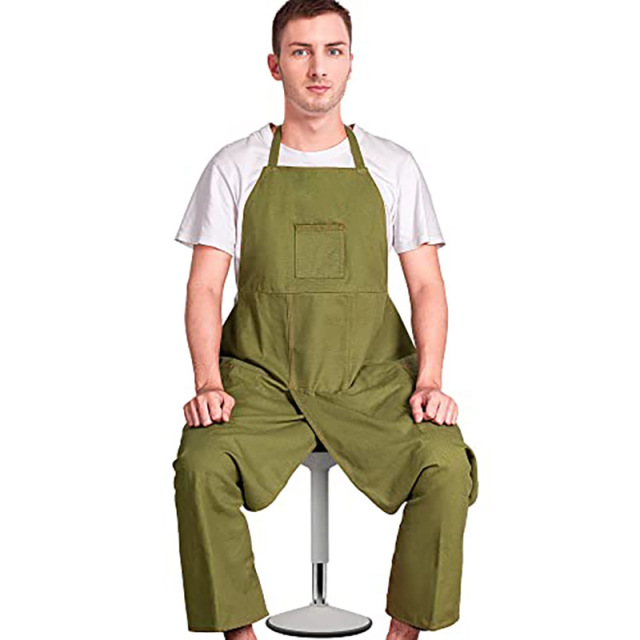 Everyday Use Comfortable Canvas Bib Potstery Studio Work Apron Washable Canvas Split Leg Sleeveless Reusable