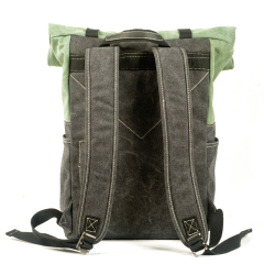 Leather Backpack for Men Waxed Canvas Shoulder Rucksack for Travel School
