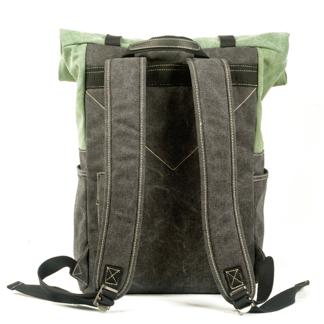 Leather Backpack for Men Waxed Canvas Shoulder Rucksack for Travel School