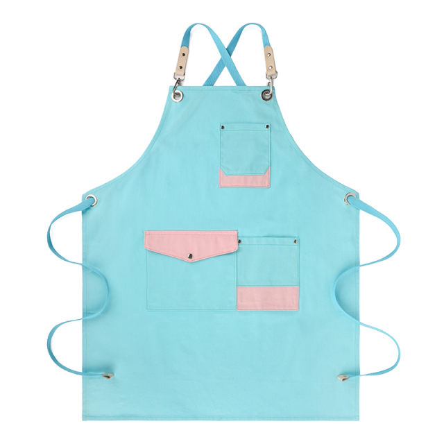 Japanese Style Pink Cotton Apron for Nail Art Beauty Salon Baking Tea Shop Custom Logo Work Clothes for Internet Red Design Home