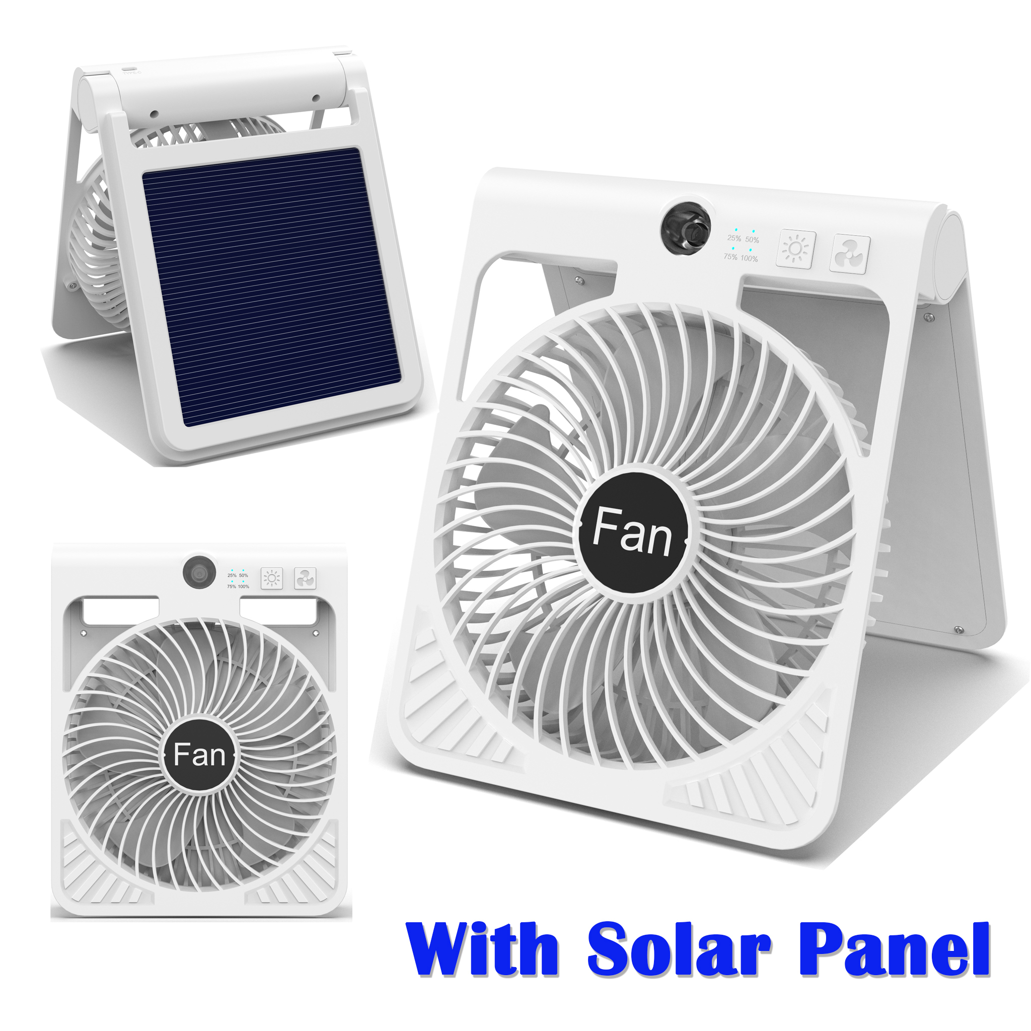 Solar Camping Fan Rechargeable 2A Fast Charge Foldable Brushless Motor Portable Outdoor Fan 2026 Trending