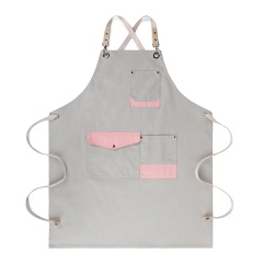 Japanese Style Pink Cotton Apron for Nail Art Beauty Salon Baking Tea Shop Custom Logo Work Clothes for Internet Red Design Home