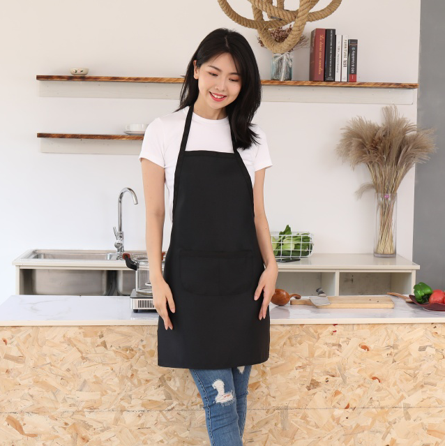 Wholesale White 100% Spun Polyester Bib Apron for Cooking Chef Uniform Poly Apron