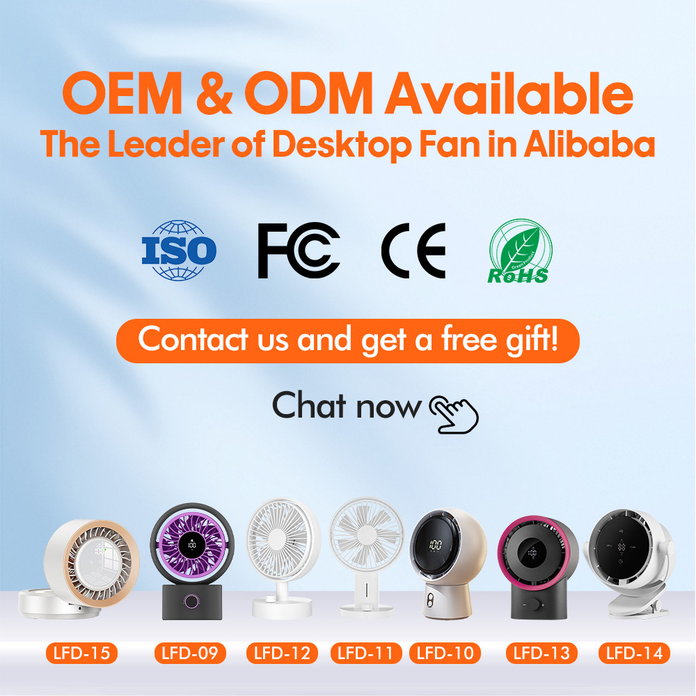 2026 New Mini USB Desk Fan Quiet Rechargeable Cooling Fan with Digital Display for Office Home