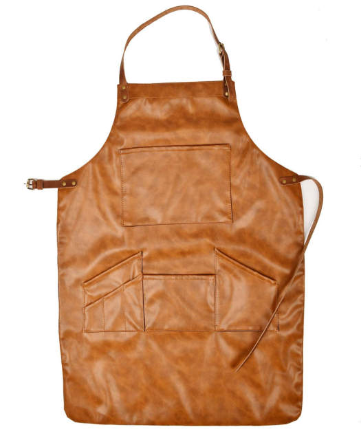 Hot Sale Fashion Customized logo Men's High Quality PU Water Proof Double Layer Apron New Work Apron with Leather Belt