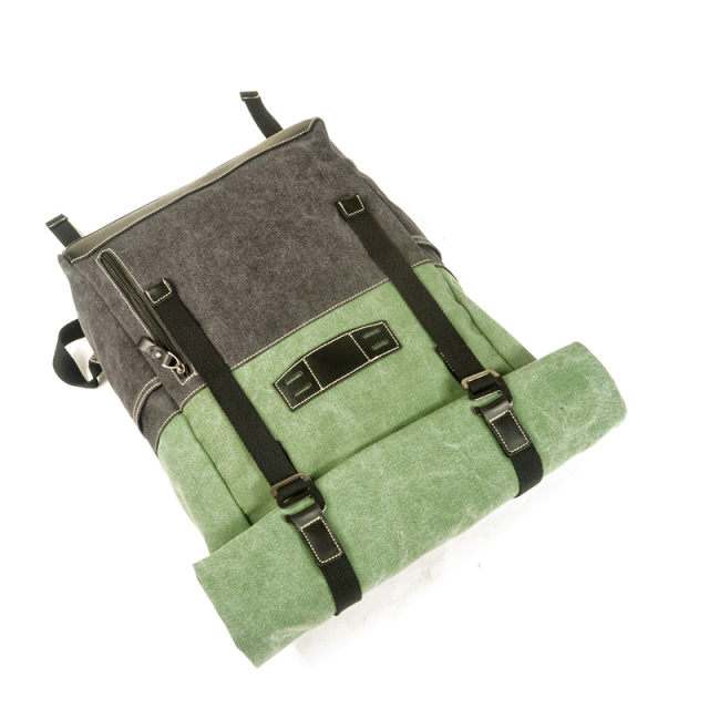 Leather Backpack for Men Waxed Canvas Shoulder Rucksack for Travel School