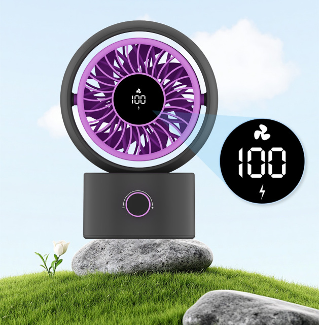 2026 New Mini USB Desk Fan Quiet Rechargeable Cooling Fan with Digital Display for Office Home