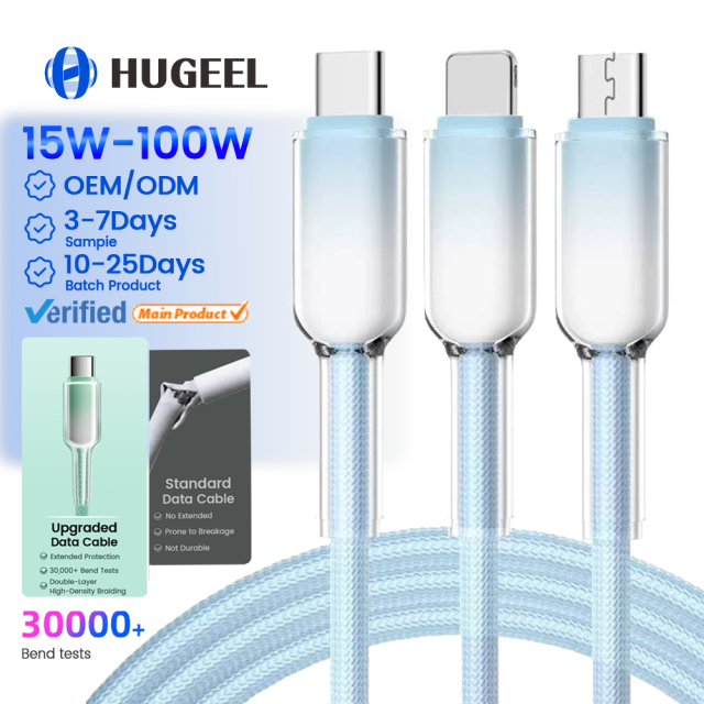 2026 TikTok Trending 3 in 1 Type C Cable with PD Fast Charging Travel Charger Kit for Xiaomi Huawei Phone Tablet Data Cables