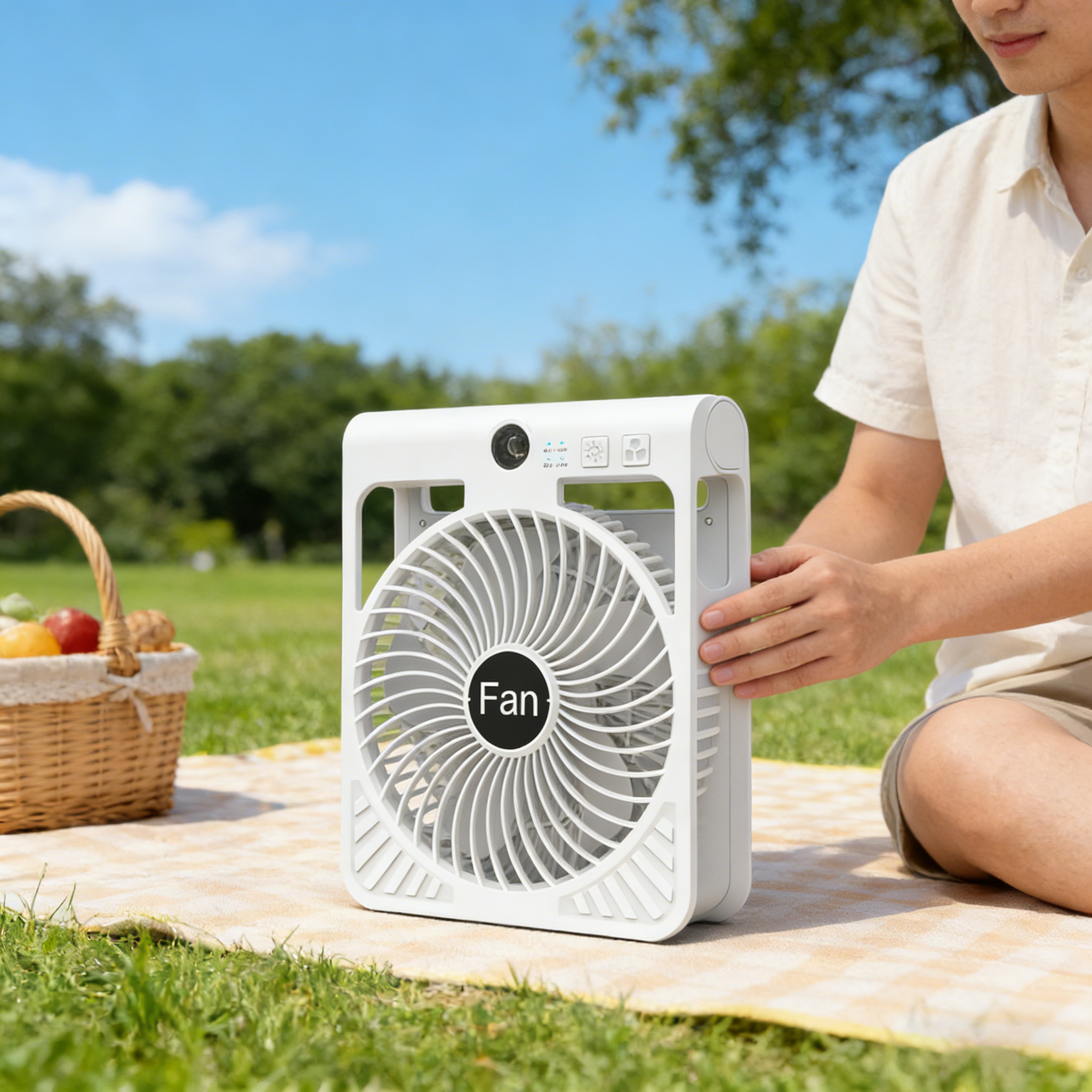 Solar Camping Fan Rechargeable 2A Fast Charge Foldable Brushless Motor Portable Outdoor Fan 2026 Trending