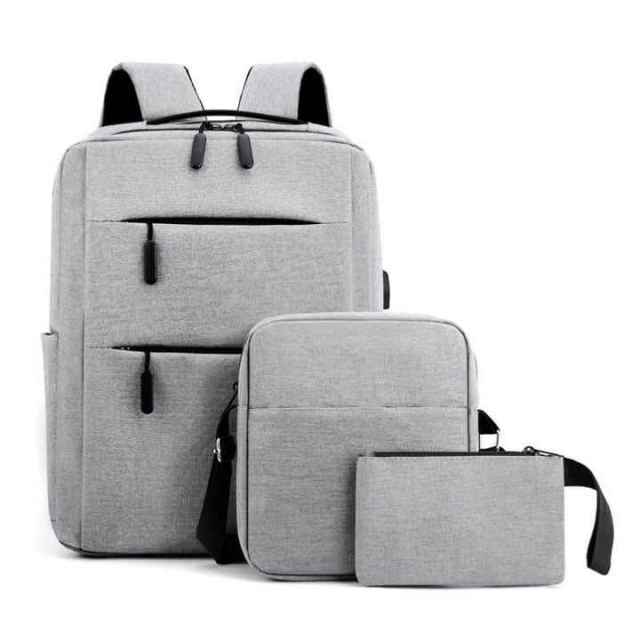 Factory Direct Wholesale New Leisure Student Computer Backpack Set Laptop Bag 3 Piece Set USB Backpack Three Piece Set