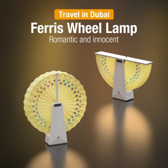 2026 New Arrival Vertical Accordion Folding Paper Lamp Handheld Led Rechargeable Rotating Night Light Company Promotional Gifts