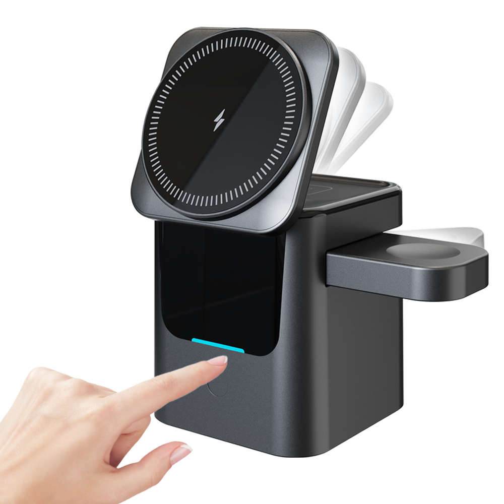 2026 3 in 1 Wireless Charger Station 15w 3 in 1 Foldable Cube Rotating Wireless Charger Magnetic Charging Holder for iPhone