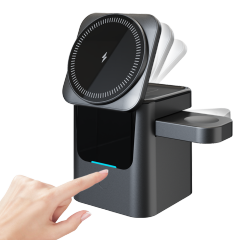 2026 3 in 1 Wireless Charger Station 15w 3 in 1 Foldable Cube Rotating Wireless Charger Magnetic Charging Holder for iPhone