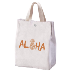 High Quality Custom logo Recyclable Cotton Picnic Insulated Lunch Cooler Bag
