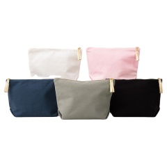 Wholesale Custom Printed Sublimation Blank Organic Cotton Canvas Cosmetic Makeup Pouch Beauty Make up Zipper Bag for Travel