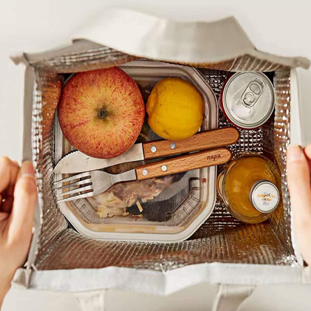 High Quality Custom logo Recyclable Cotton Picnic Insulated Lunch Cooler Bag