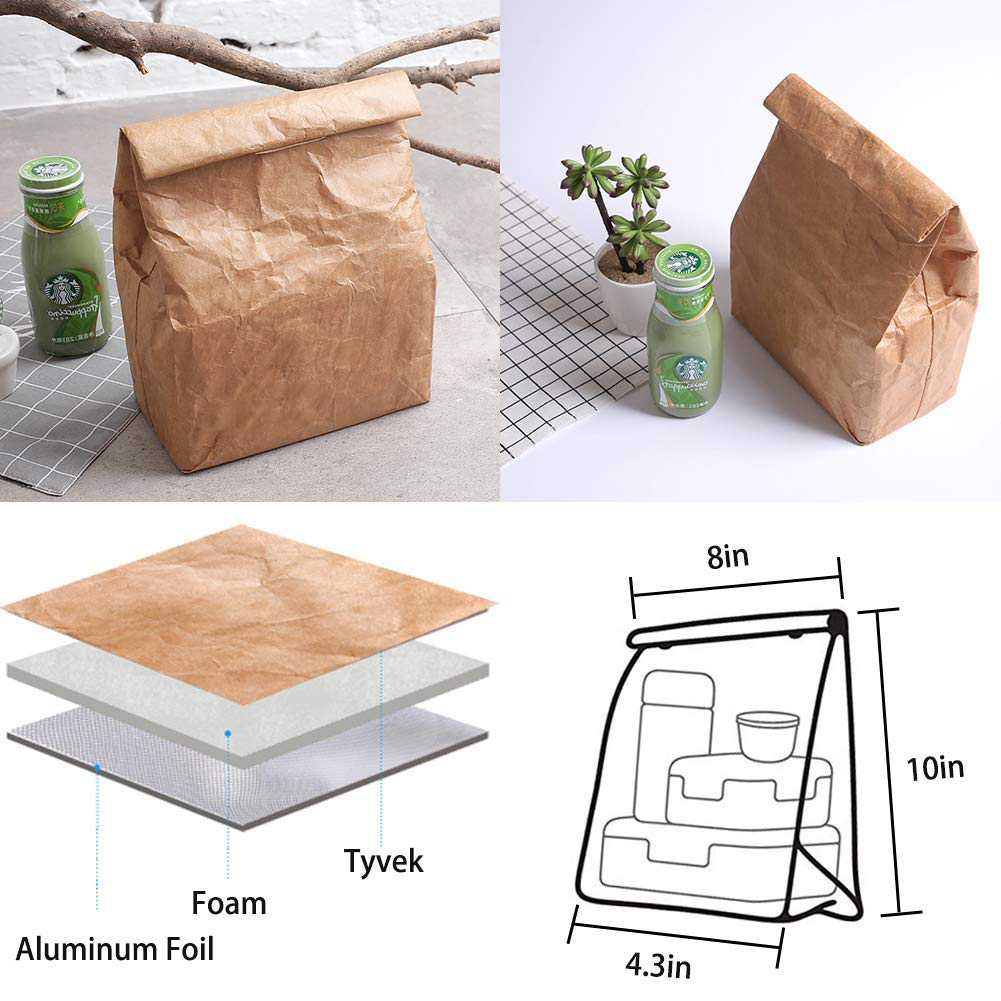 WLX88242 Tyvek Insulated Foldable Lunch Bag with Open Closure Soft Cooler Bag