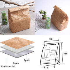 WLX88242 Tyvek Insulated Foldable Lunch Bag with Open Closure Soft Cooler Bag