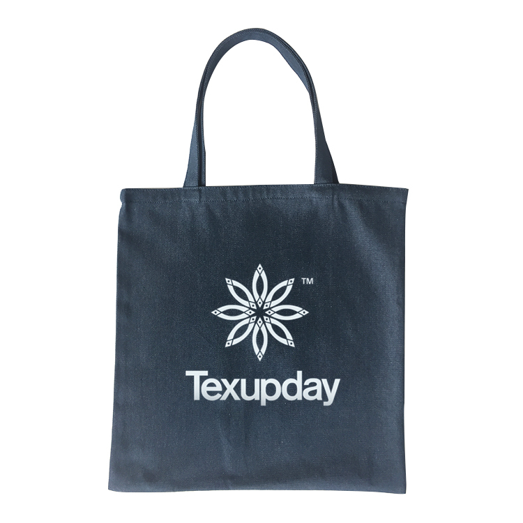 Promotional Custom Logo Fashion Reusable Foldable Washable Denim Shopping Tote Bag