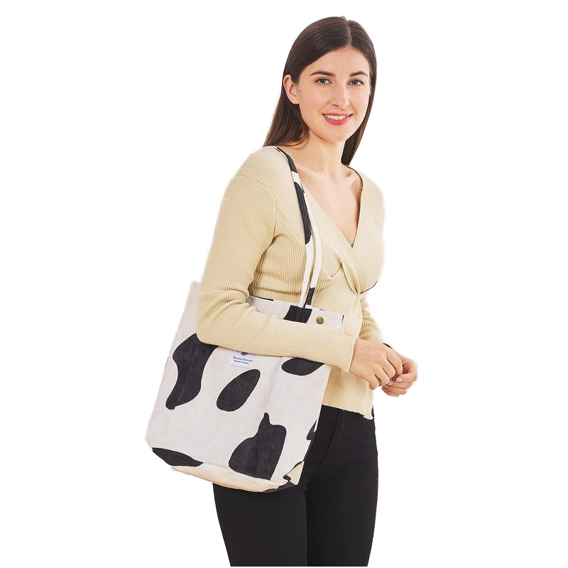 Women Tote Bags Grocery Shoulder Bag  with Inner Pocket for Work Beach Travel Shopping Shopper Corduroy Bag