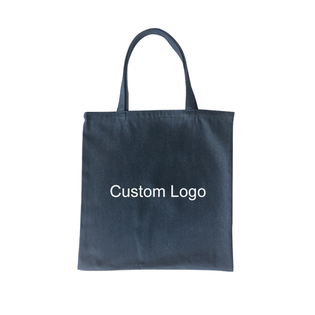 Promotional Custom Logo Fashion Reusable Foldable Washable Denim Shopping Tote Bag