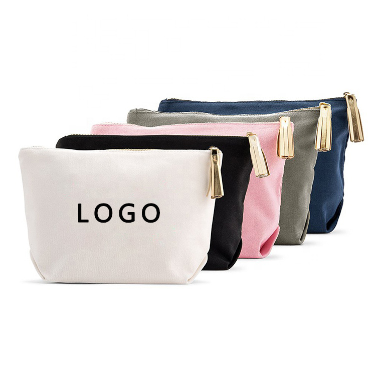 Wholesale Custom Printed Sublimation Blank Organic Cotton Canvas Cosmetic Makeup Pouch Beauty Make up Zipper Bag for Travel