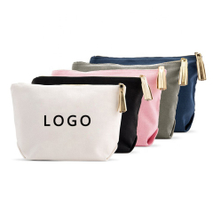 Wholesale Custom Printed Sublimation Blank Organic Cotton Canvas Cosmetic Makeup Pouch Beauty Make up Zipper Bag for Travel