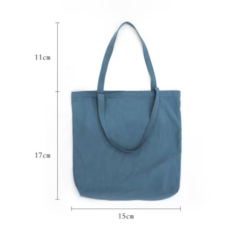 Wholesale Recycled Heavy Duty Canvas Tote Bag Letter Pattern Long Ribbon Rope Customized Offset Print Medium Screen Plain Cotton