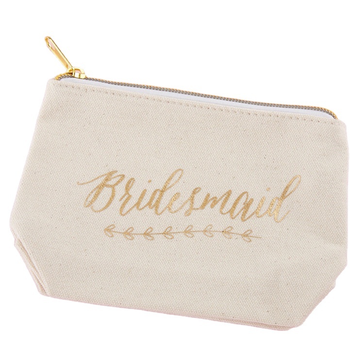 Wholesale Custom Printed Sublimation Blank Organic Cotton Canvas Cosmetic Makeup Pouch Beauty Make up Zipper Bag for Travel