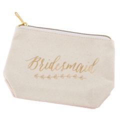 Wholesale Custom Printed Sublimation Blank Organic Cotton Canvas Cosmetic Makeup Pouch Beauty Make up Zipper Bag for Travel