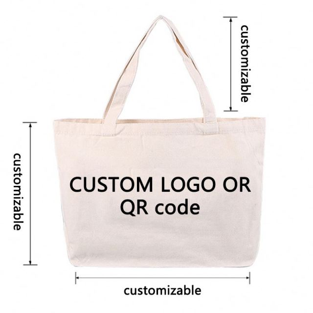 Promotional Personalized Blank Plain Cotton Canvas Bags Reusable Shopping Cotton Tote Bags With Custom Printed Logo