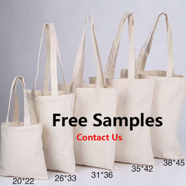 Wholesale Custom Print Logo Cheap Reusable Shopping Bags Plain White Blank Cotton Canvas Tote Bag With Customized