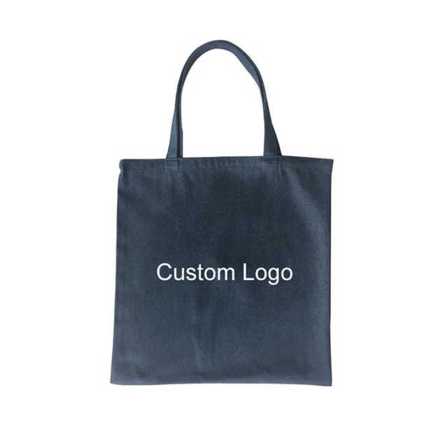 Promotional Custom Logo Fashion Reusable Foldable Washable Denim Shopping Tote Bag
