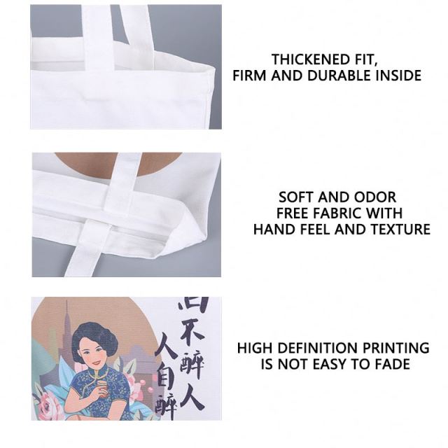 Promotional Personalized Blank Plain Cotton Canvas Bags Reusable Shopping Cotton Tote Bags With Custom Printed Logo